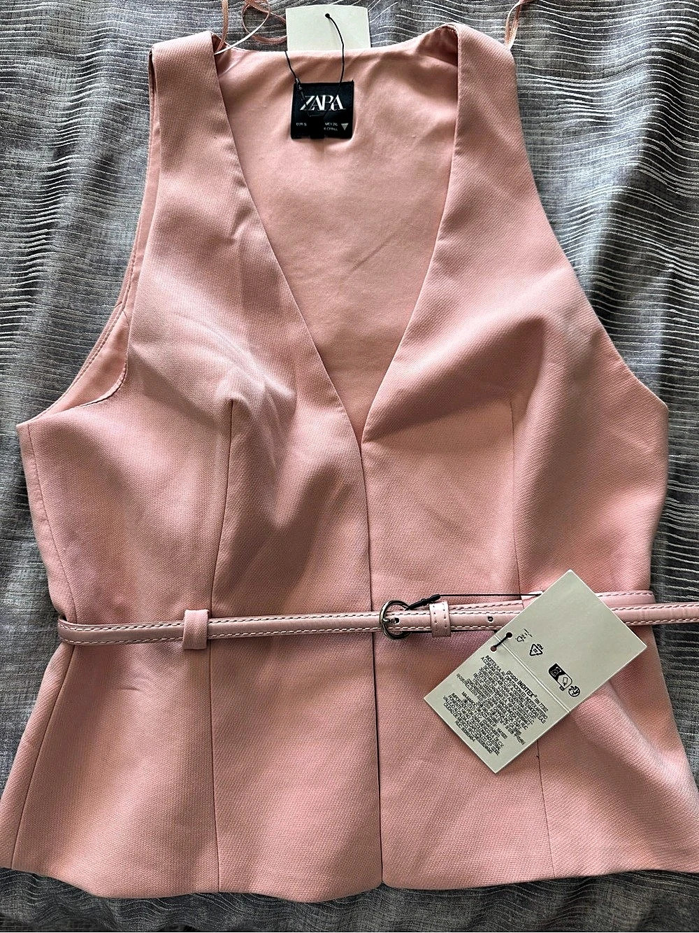 Zara Pink Belted Blouse Size Small NWT